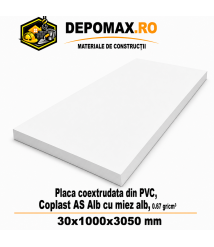 Placa coextrudata PVC Coplast AS Alb cu miez alb 0.67 g/cm3, 30x1000x3050 mm Placa coextrudata PVC Coplast AS Alb cu miez alb 0.67 g/cm3, 30x1000x3050 mm